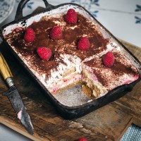 Stracciatella Himbeer Tiramisu ohne Ei - glutenfrei und laktosefrei